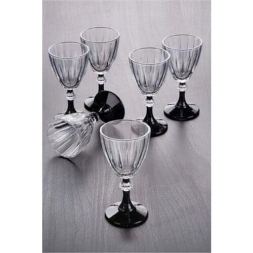Diamond Black 6'ı Cup Set Footed Coffee As Water Cup Pad Authentic Nostalgic Original Vernacular Turkish