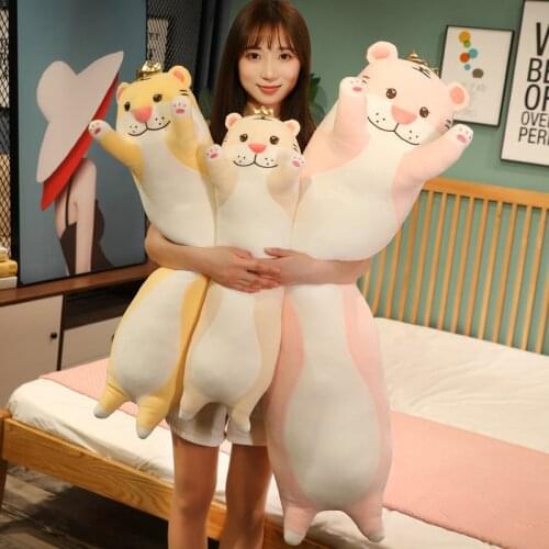 65-120cm New Style Cute Tiger Plush Toys Stuffed Soft Sofa Badroom Long Sleep Pillow Cushion Birthday Gift For Kids Child Baby