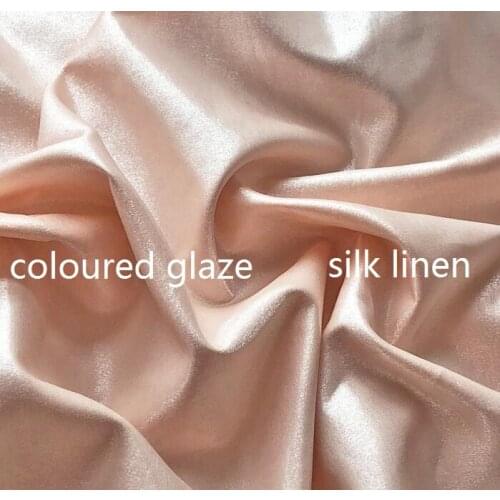 New high-end evening dress glazed silk hemp high-quality pink tender lotus root skin luster exquisite hanging linen fashion fabr