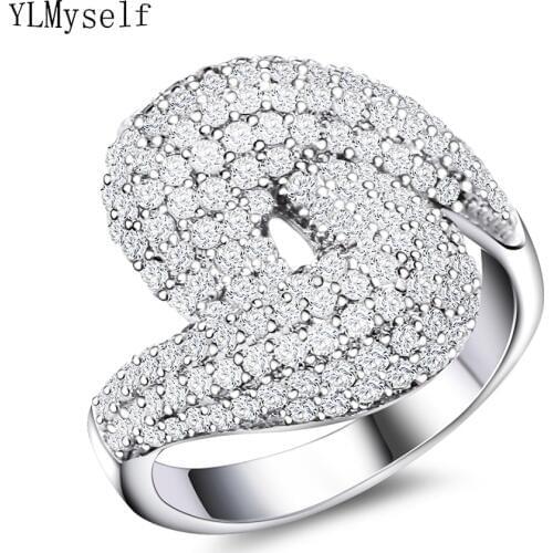 New Elegant Crystal Hot Sale Rings For Women 4 Claws Design AAA White Zircon Cubic rings Female Luxury jewerly