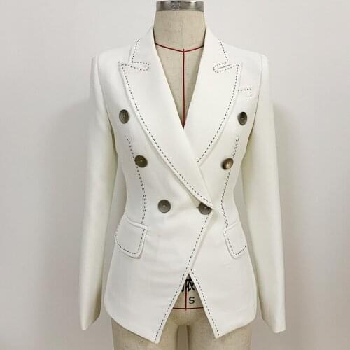 2021 New Womens Suit, Pearl Edge And Bright Line Decoration, Double Breasted, Very Wide And Slim Casual Small Suit O35