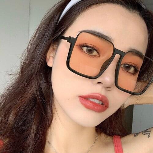 Seemfly Oversize Square Sun Glasses Vintage Women Transparent Lens Goggle Spectacle Mirror Classic Colorful UV400 Shades