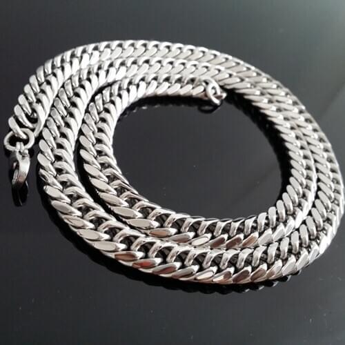 Tisnium Chains necklace mens Stainless Steel long Necklace Women Best Friends Hip Hop Silver Color chain Necklaces Bracelet