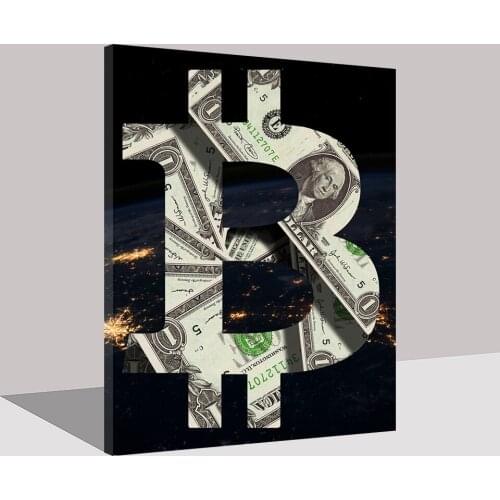 Prints Painting US Dollar Wall Art Modular Canvas Bitcoin Symbol Poster Pictures Currency Modern Home Decor Bedside Background