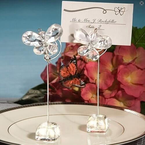 Personalized Clear Crystal Butterfly Place Card Holders 100pcs for Wedding Personalized Party Stuff Gifts Supplies Free Shipping