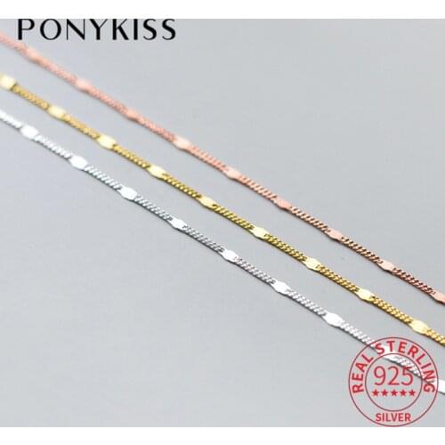 PONYKISS Trendy S925 Sterling Silver summer Colorful chain thin Anklet for Women Party Fine Jewelry Exquisite Chic Accessory