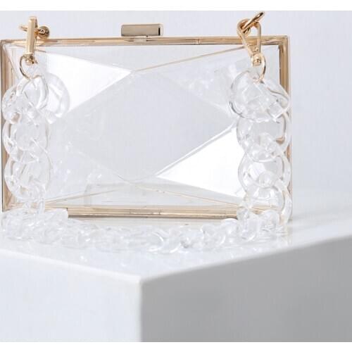 Transparent Acrylic Mini Handbag Womens Clutch Bag Rhombus Wedding Party Purse Fashion Designer Ladies Evening Bag ZD1793
