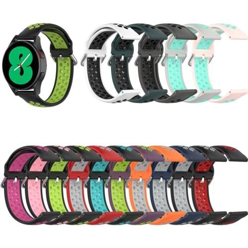 20mm Soft Silicone Strap Watch Band Dual Color For Samsung Galaxy watch4 40/44MM Watch4 Classic 42/ 46MM Active Gear S2
