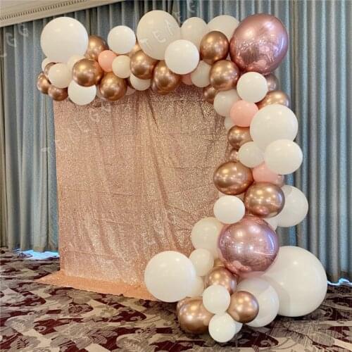 100Pcs Rose Gold Foil Balloons Garland Arch Kit Ballon For Adult Birthday Baby Shower Weddings Party Decoration New Year Decor