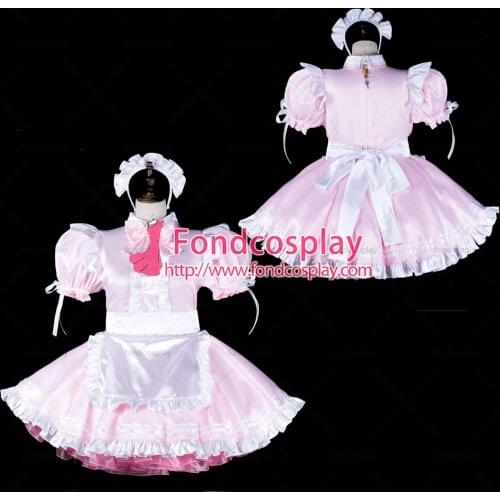 Sissy maid satin dress lockable Uniform cosplay costume Tailor-made[G2317]