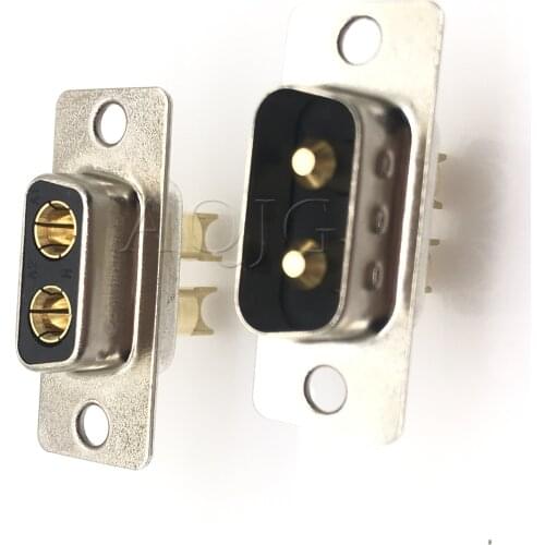 1PCS plug-in board type 2W2 30A 2 PIN Gold plated MALE FEMALE high current CONNECTOR D-SUB adapter 2pin Welding high power