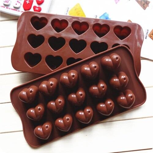 15 With Heart-Shaped Chocolate Silicone Mold Soap Multi Purpose Kitchen Supplies Food Grade Craft Jewelry Making Heart-shaped