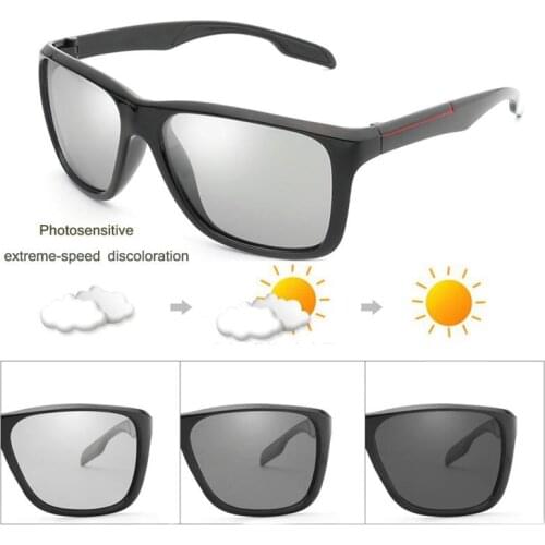 2018 New Photochromic Sunglasses Men Polarized Chameleon Discoloration Sun Glasses For Men Fashion Square Driving Accessories
