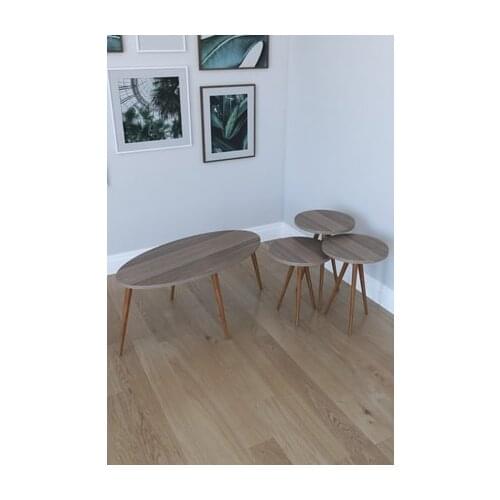 Modern 3'lü Round Zigon Coffee table, Serving Stand And Istanbul Center table-Cordoba coffe table table bassee