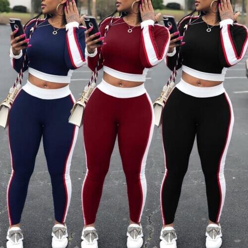 Ladies Womenswear Sports Set Autunm Winter Long Sleeve Top+Pants Trouser 2 Piece Tracksuit Female Clothes Casual Outfits