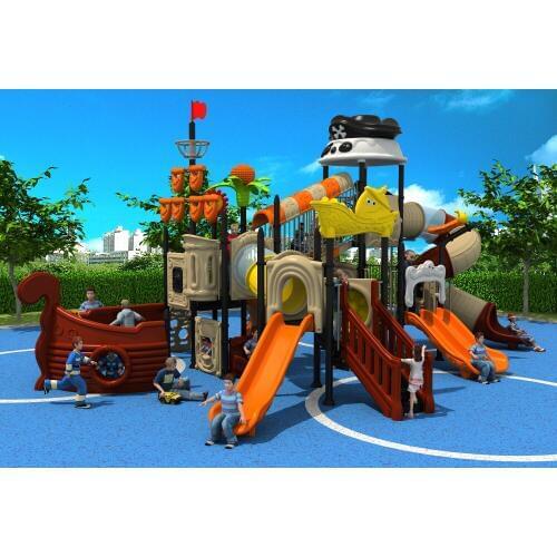 Standard exported outdoor plastic playground equipment park slide pirates ship play structrue YLW-OUT171077