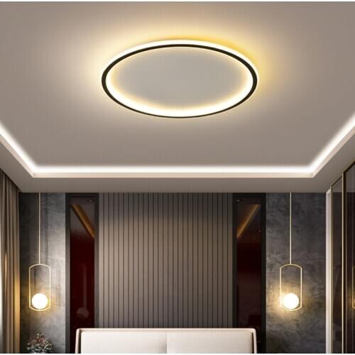 Nordic Minimalist Modern Ultra-Thin LED Ceiling Light Black White Rectangular Round Bedroom Living Dining Room Ceiling Lamp
