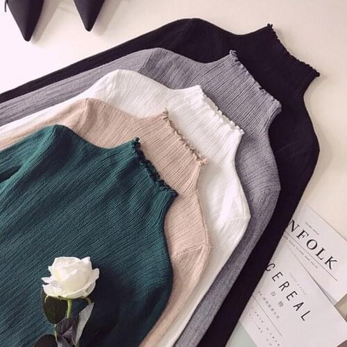 Autumn And Winter New Style Korean Sweater Women Fashion Slim Bottoming Sweater Long-sleeved Thread Solid Color Pullover Women