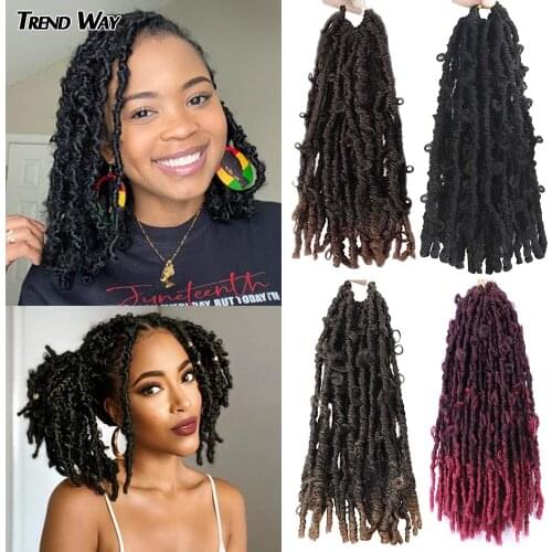 Trend Way 14inch Synthetic Braiding Hair Pre Stretch Extensions For Women Soft Loks Crochet Braids Black Butterfly Locs Crochet
