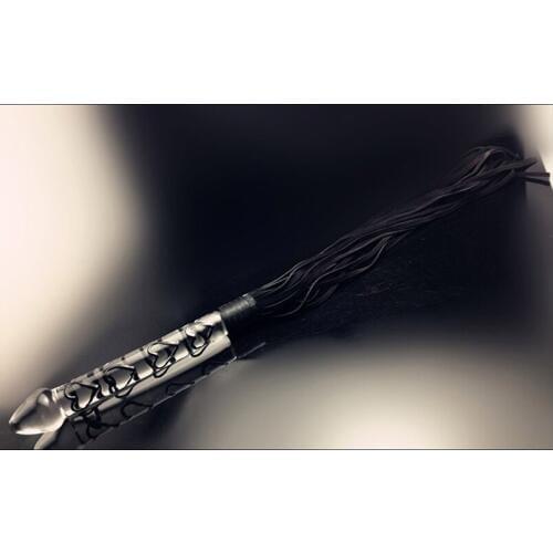 Pyrex Glass Dildo and PU Leather Whip Tail Anal Butt Plug Adult Game Female Masturbation Product Sex Toy for Women Men Couples
