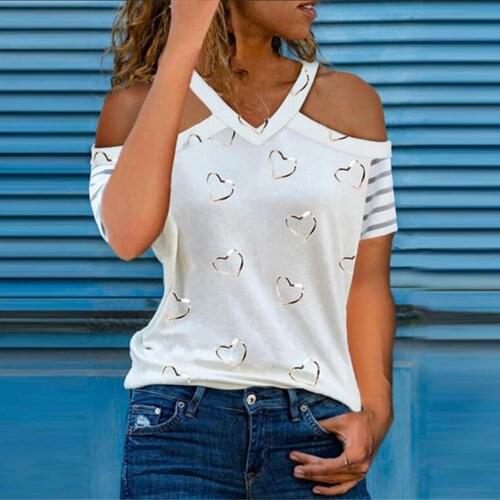 Casual Women V Neck Heart Print Blouses Shirts Elegant Hollow Out Halter Pullover Tops Sexy Striped Patchwork Long Sleeve Blusas