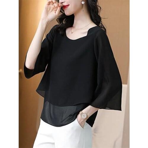 Womens Solid Chiffon Tops Office Lady Elegant Blouses 10 Colors Shirt Blusas Mujer De Moda 2021 Plus Size M-8XL