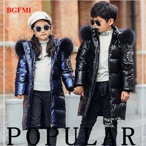 Winter Coats for Girls Thick Clothes Snowsuit Jacket Waterproof Outdoor Hooded Coat Teen Boys Kid Parka Jackets Fake fur collar