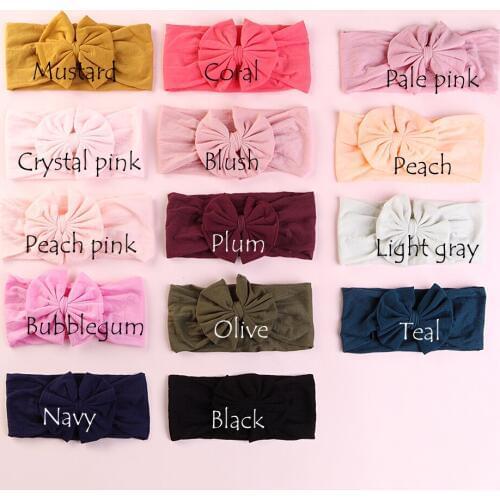 14 pcs/lot , Messy bow Nylon headwraps, messy bow headband, floppy bow wide nylon headband