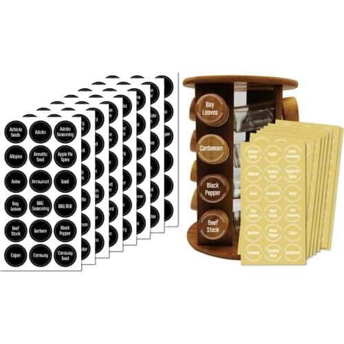 144pcs Preprinted Chalkboard Spice Labels Sticker Talented Kitchen Round Spice Labels Water Resistant Write-on Jar Label