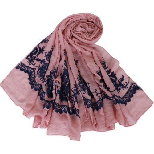 2019 Spain Fashion Stitch Floral Viscose Shawl Scarf From Indian Women HIgh Quality Warm Pashmina Hijabs and Wraps Muslim Sjaal