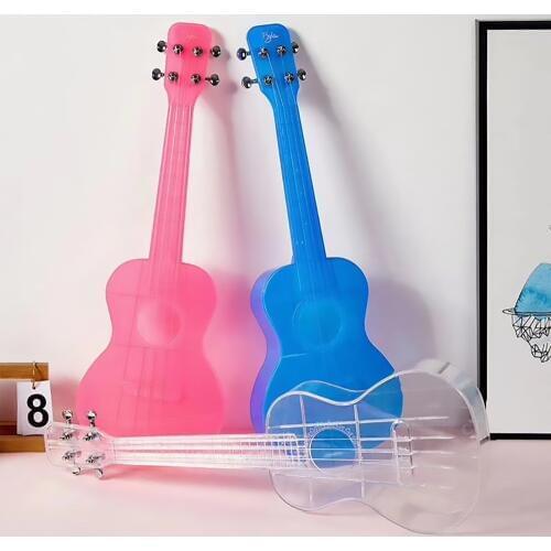 23 inch Crystal Ukulele hawaiian Mini Guitar Gift for Kids Music Instrument ABS material Pink Blue Ukelele UK004