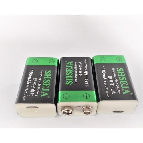 3pcs/lot 1180mAh 9V lithium ion battery 6F22 USB rechargeable battery instrumentation toy rechargeable battery free shipping