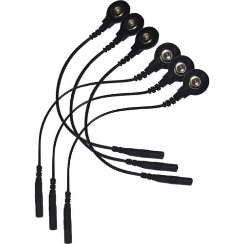 5 Pairs=10pcs Black Electrode Wires With Snap 3.5mm Plug Hole 2.0mm Cables Snap Connect Massager TENS/EMS Machine