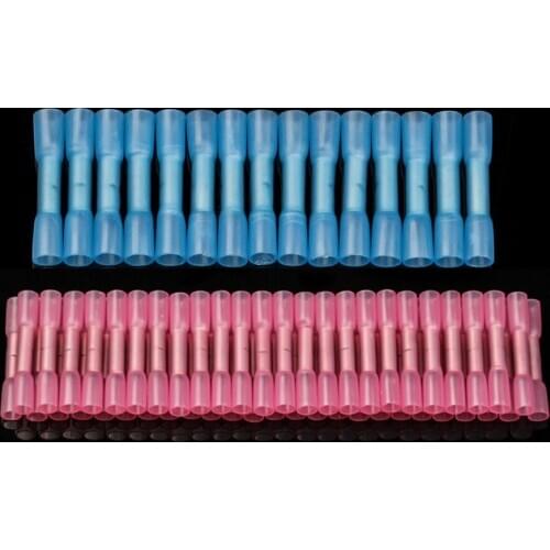 50PCS 22-14 AWG Electrical Heat Shrink Butt Crimp Terminals Waterproof Insulated Seal Electrical Wire Connectors 0.5-2.5mm2