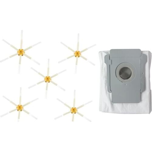 6 Pcs for IRobot Roomba Vacuum Cleaner Part: 5 Pcs Side Brush & 1 Pcs Dust Bag