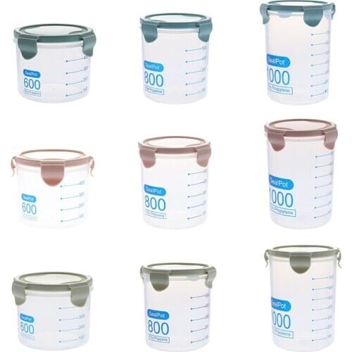 600ml /800ml /1000ml Fresh Pot Container Box Kitchen Storage Plastic Box Sealing Food Preservation Pink, Blue, Green