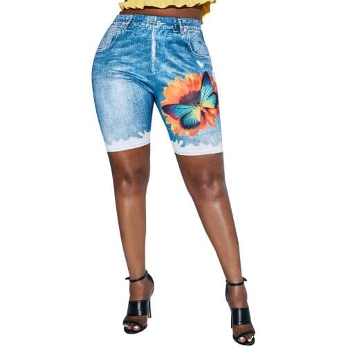 6XL Plus Size Shorts Women Shorts Fashion Floral Butterfly Print Shorts for Women Mujer Ladies Shorts Female Short Pant 2021 D30