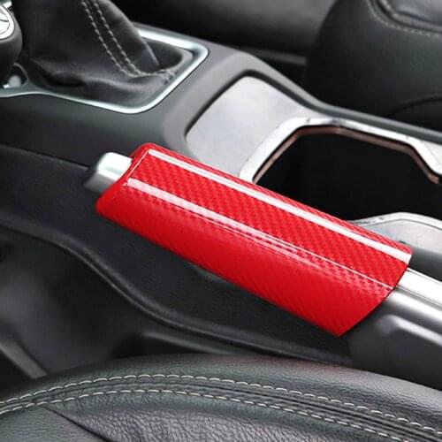 QHCP ABS Carbon Fiber Accessories Interior Car Handbrake Grip Covers Trim Sleeve Cover For Jeep Wrangler JL 2018-2021
