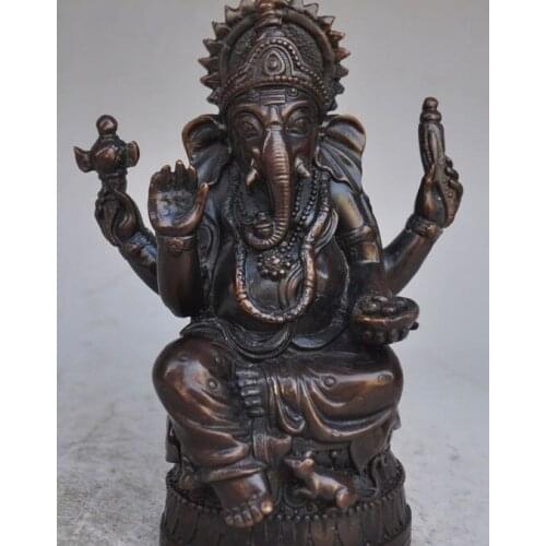 Free shipping 7 chinese buddhism bronze wealth Elephant Jambhala god lucky Immortal statue