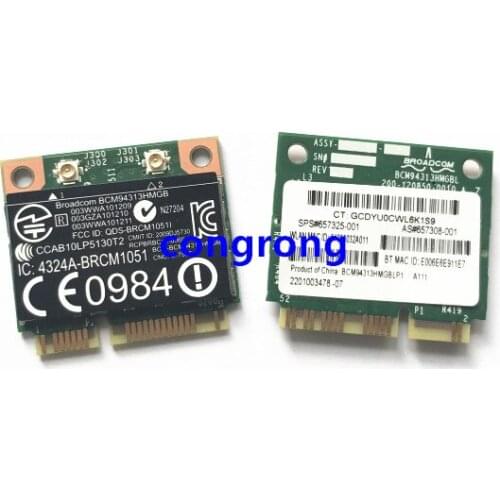Wireless card for BroadCom BCM94313HMGB BCM4313 802.11N Wifi Bluetooth 4.0 half Mini PCI E Card for HP 657325-001 150Mbps