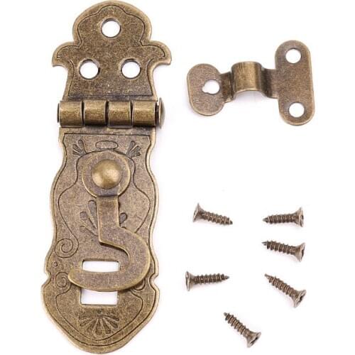 Bronze Tone Wooden Box Toggle Lock Vintage Metal Buckle Antique Hasp Latch B95A