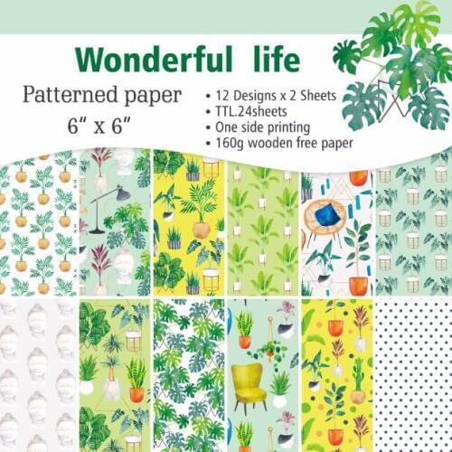 DIY wonderful life Scrapbooking paper pack of 24sheets handmade craft paper craft Background pad