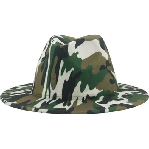 Fedora hats women men camouflage wide brim casual jazz cap print western cowboy luxury outdoor formal dress men women felted hat