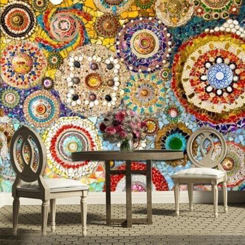 Photo Wallpaper 3D Stereo Mosaic Tile Brick Pattern Murals European Style Living Room TV Sofa Background Wall Painting Wallpaper