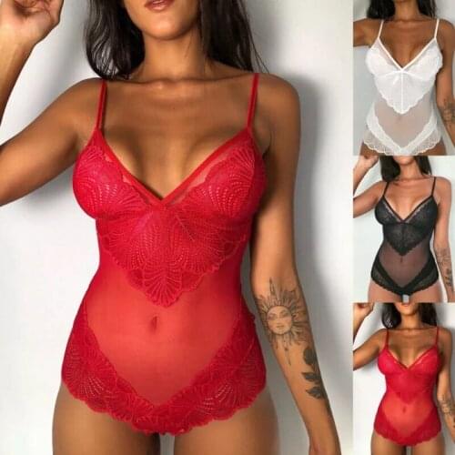 Hot Sale One Piece Pajamas Women Sexy Fishon Brief Sets Lingerie Sleepwear Lace Bodysuit Nightwear Пижамы Нижнее Белье