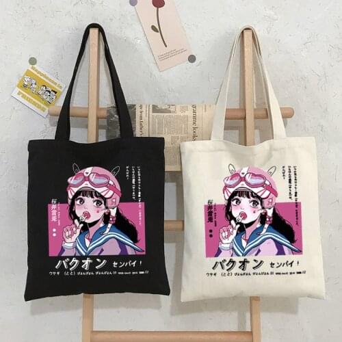 Japanese anime canvas bag female Harajuku kawaii fun Vintage new style Ulzzang bags cute large capacity female ins shoulder bags