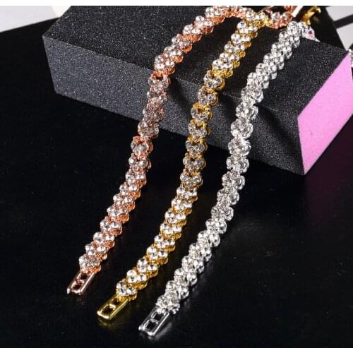 Exquisite luxury Roman crystal bracelet for women simple full diamond bracelet wedding gift Bracelet jewelry