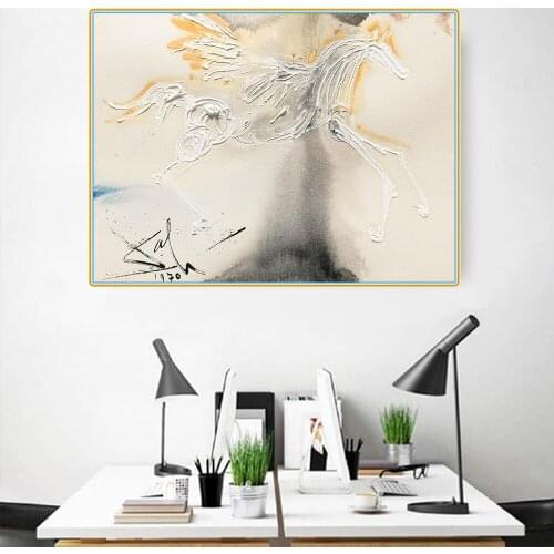 Citon Salvador Dali《Pegasus》Canvas Art Oil painting Artwork Poster Picture Modern Wall Decor Home Living room Decoration