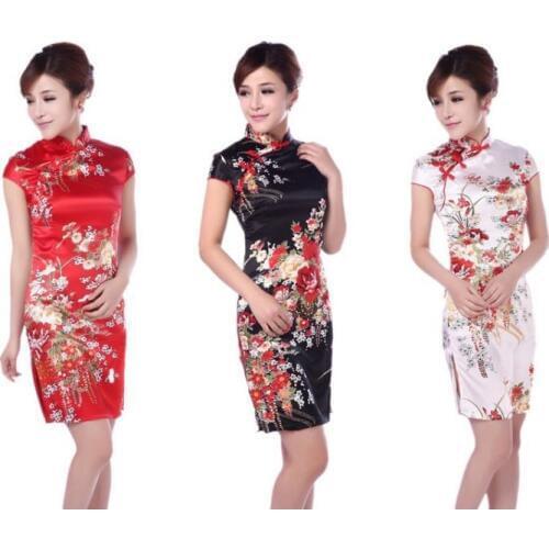 Shanghai Story Faux silk Chinese traditional dress Vintage Silm Women Cheongsams Handmade Qipao Party Dresses for Women