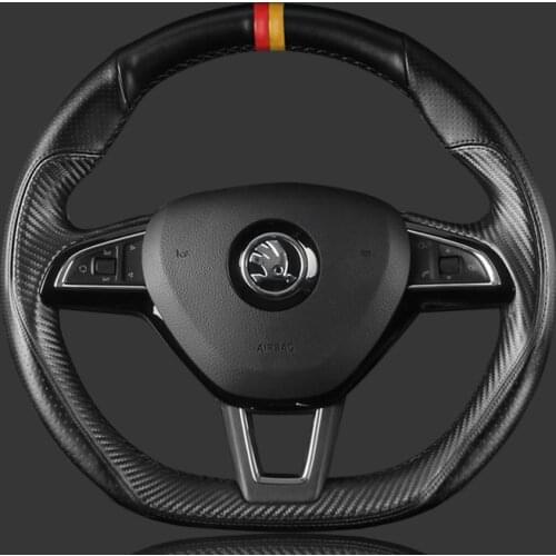 DIY custom leather car interior steering wheel cover For Skoda Kodiaq KamIq KAROQ GT car accessories